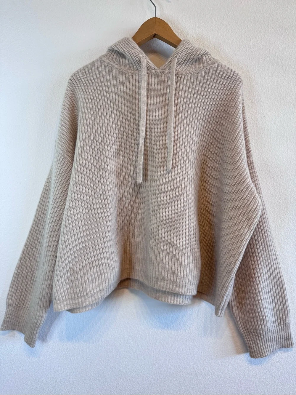 EUC Jenni Kayne Cashmere Fisherman Hoodie Oatmeal Medium - Picture 2 of 12